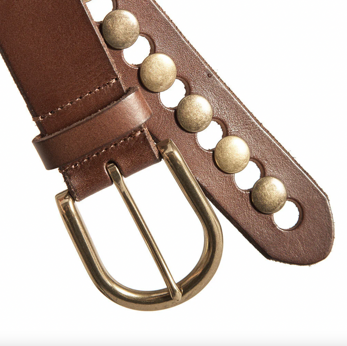 Ceinture jeans décorée de rivets - Brown