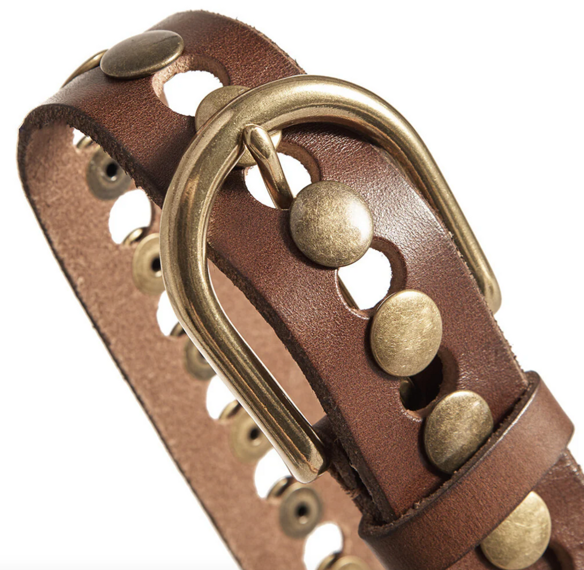 Ceinture jeans décorée de rivets - Brown