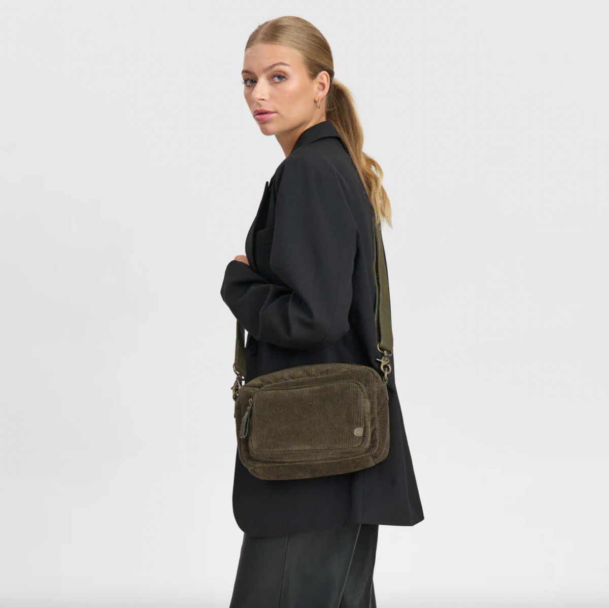 Crossbody Army en velours côtelé