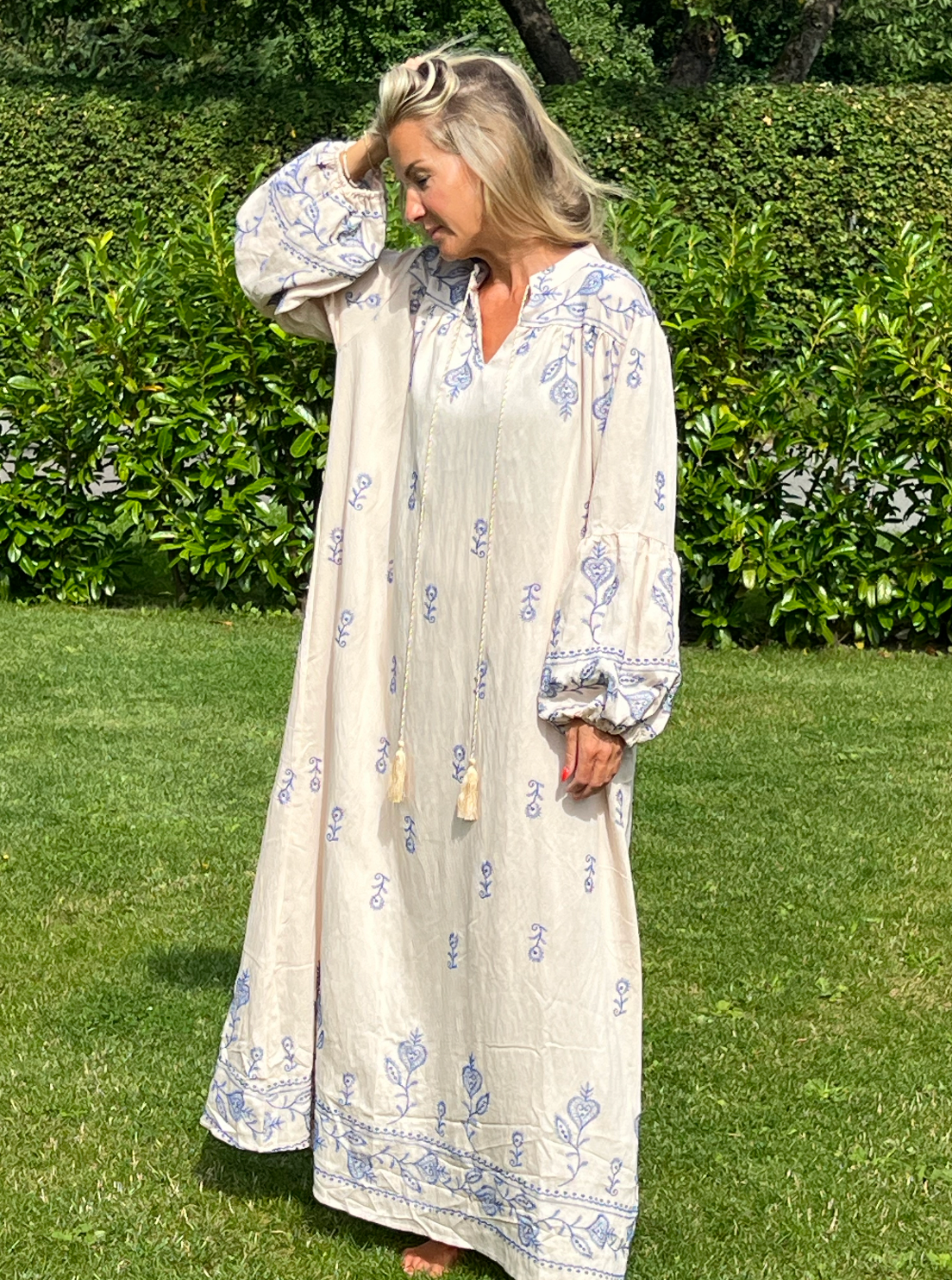 Robe Bohème - Beige / blue