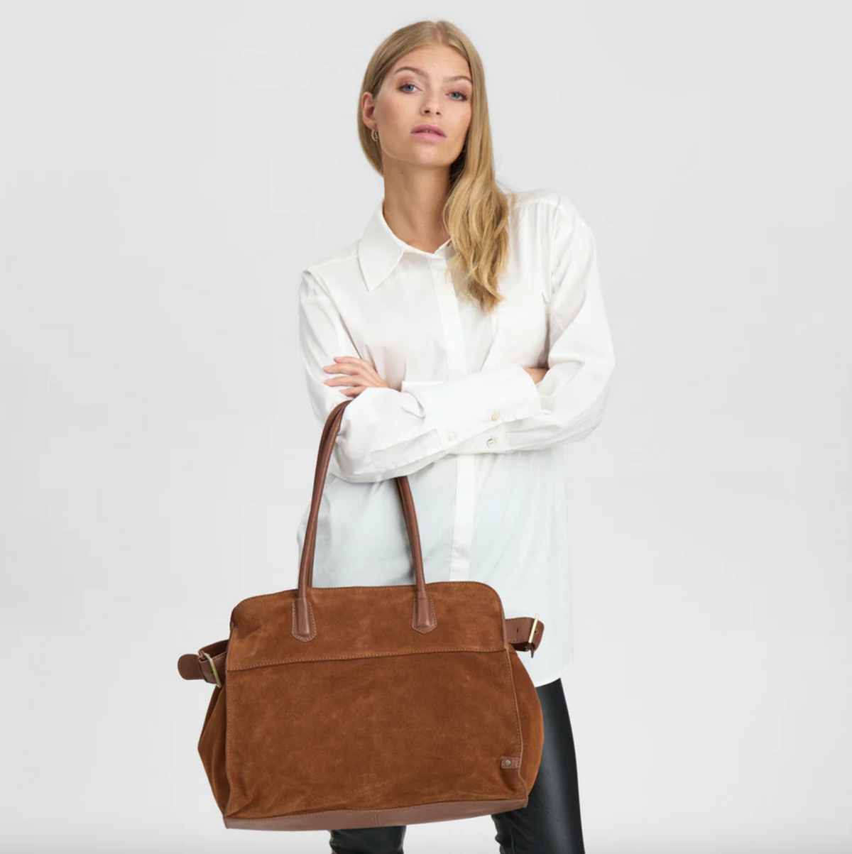 Shopper en daim - Cognac
