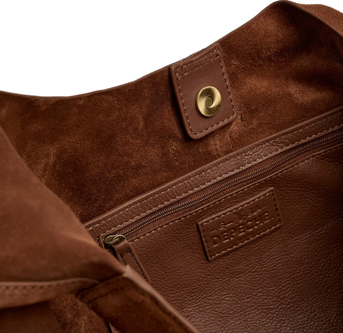 Shopper en daim souple - Cognac