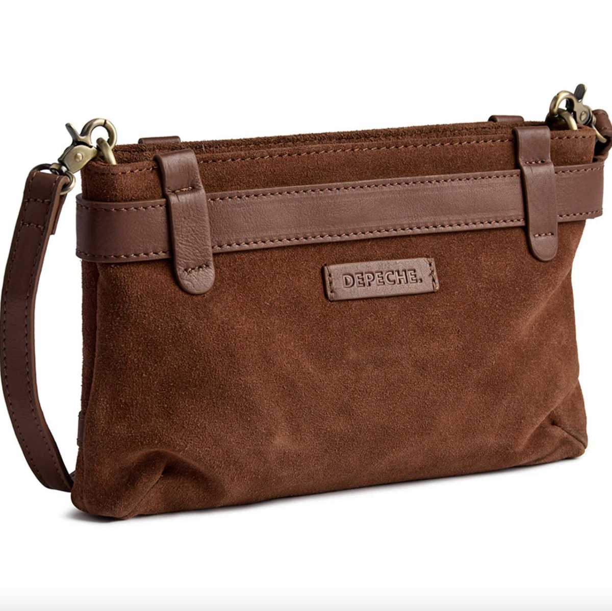 Pochette en daim - Cognac