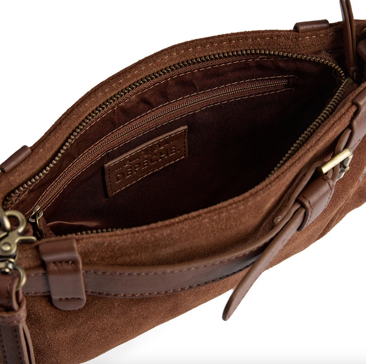 Pochette en daim - Cognac