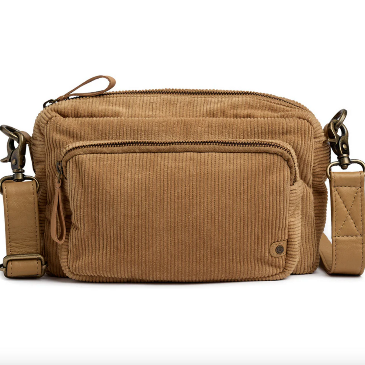 Crossbody Tan velours côtelé