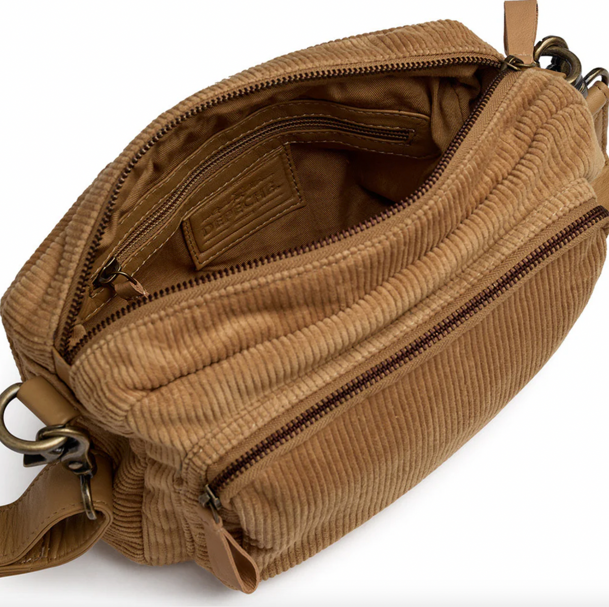 Crossbody Tan velours côtelé