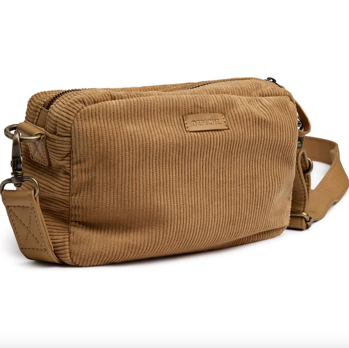 Crossbody Tan velours côtelé