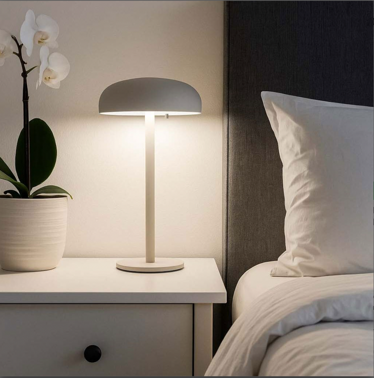 Lampe de table tactile LED Isolde. Noir/Beige