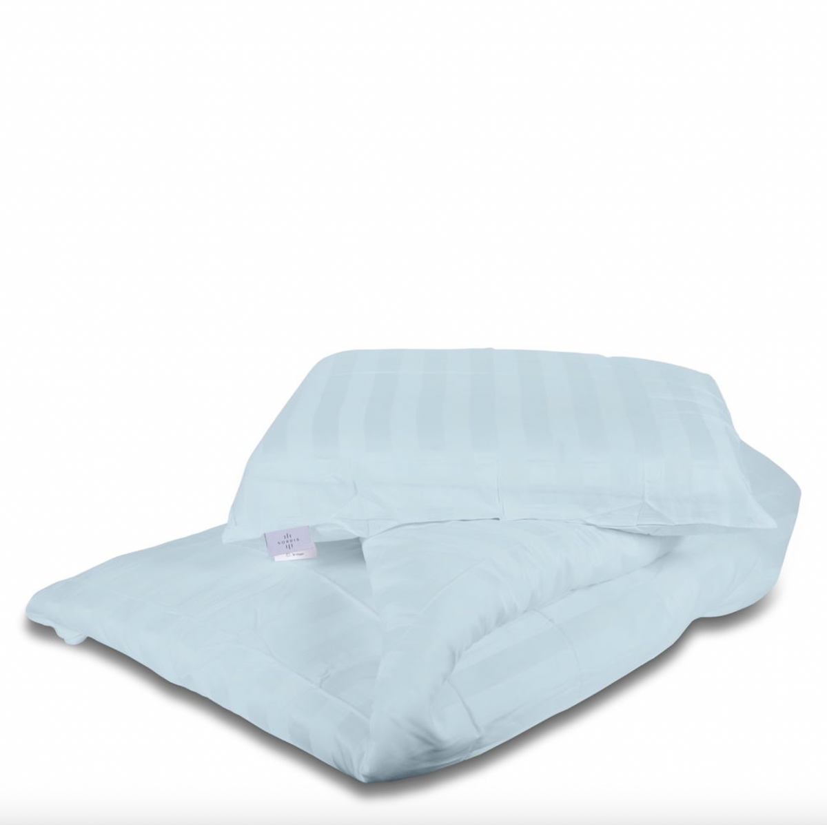 Parure de lit en satin de bambou, Bleu clair 140x200 - 63x60