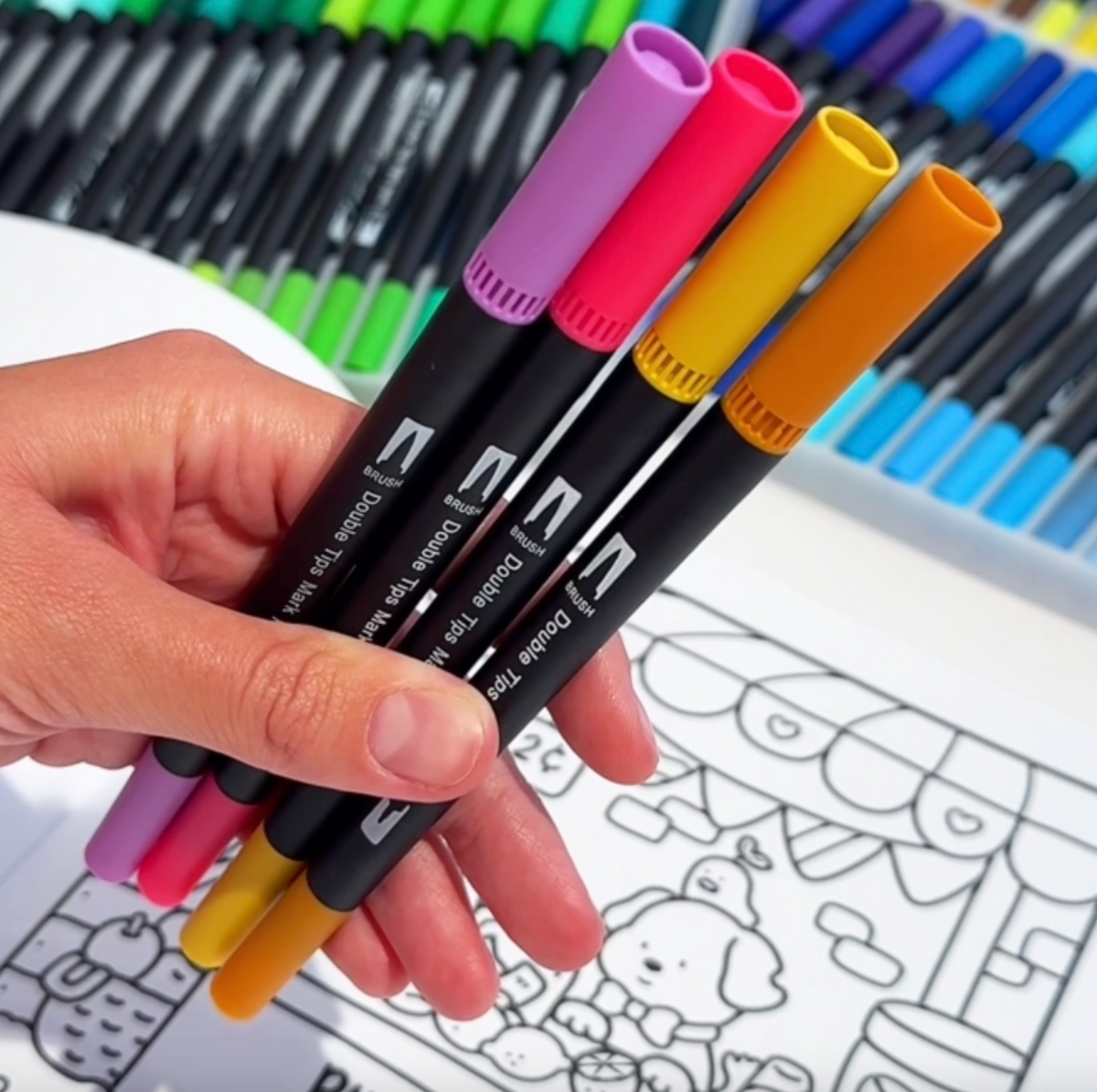 120 Brushpens à base d’eau double pointe