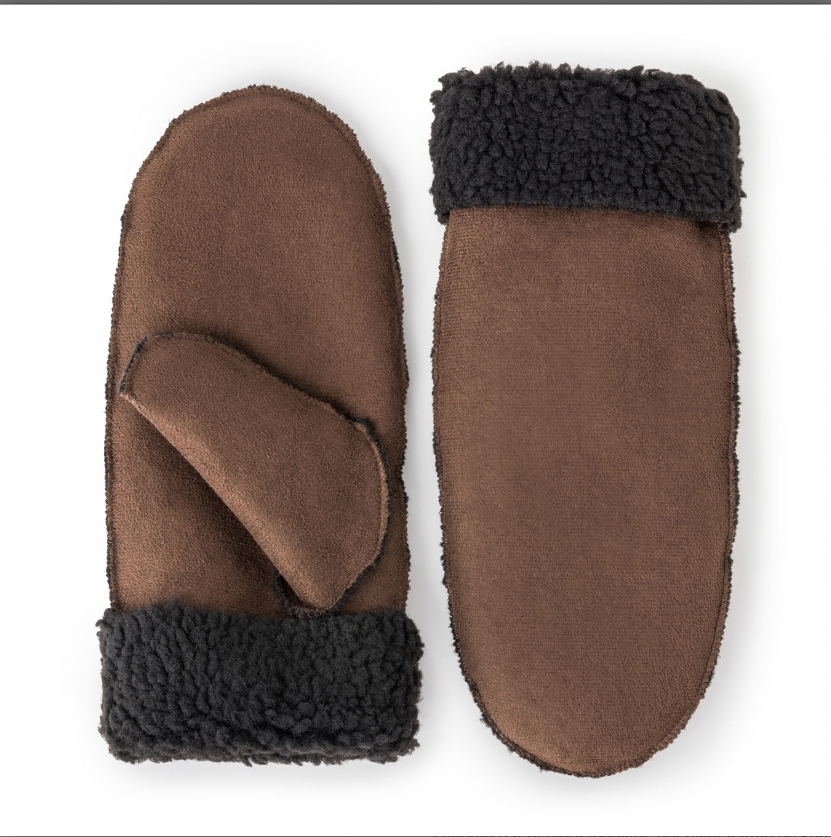 Moufles 2 couleurs brun clair, brun moka