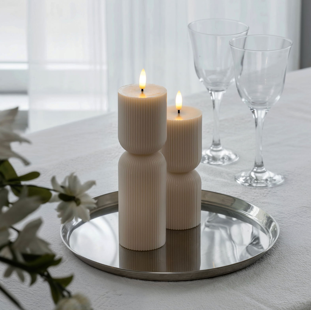 Bougies LED à réchaud / Rainures – 2 pcs