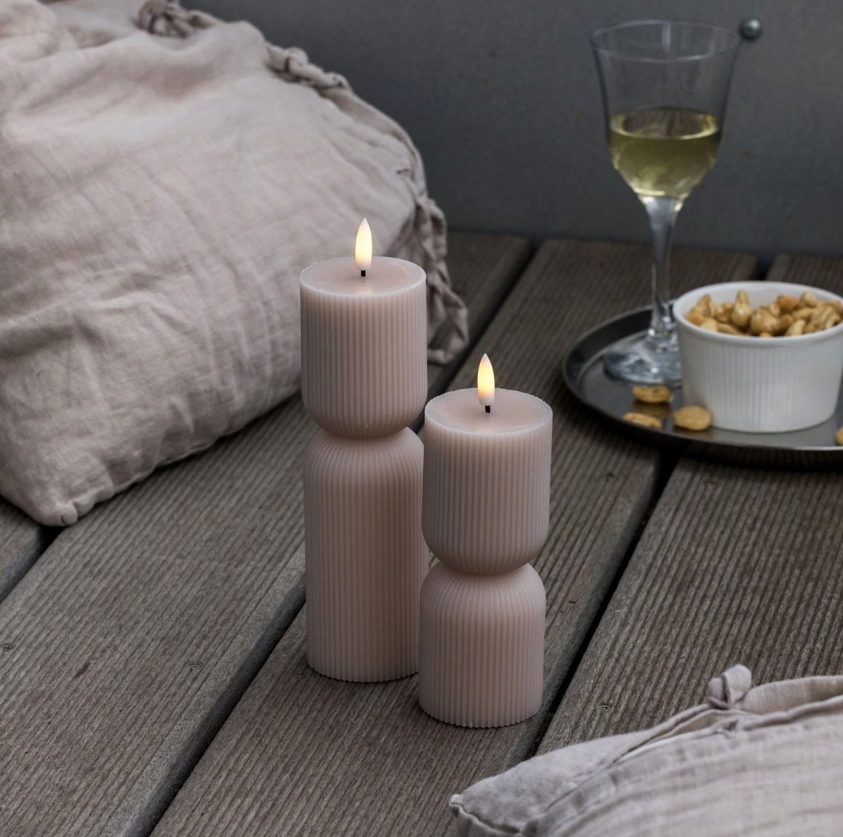 Bougies LED à réchaud / Rainures – 2 pcs