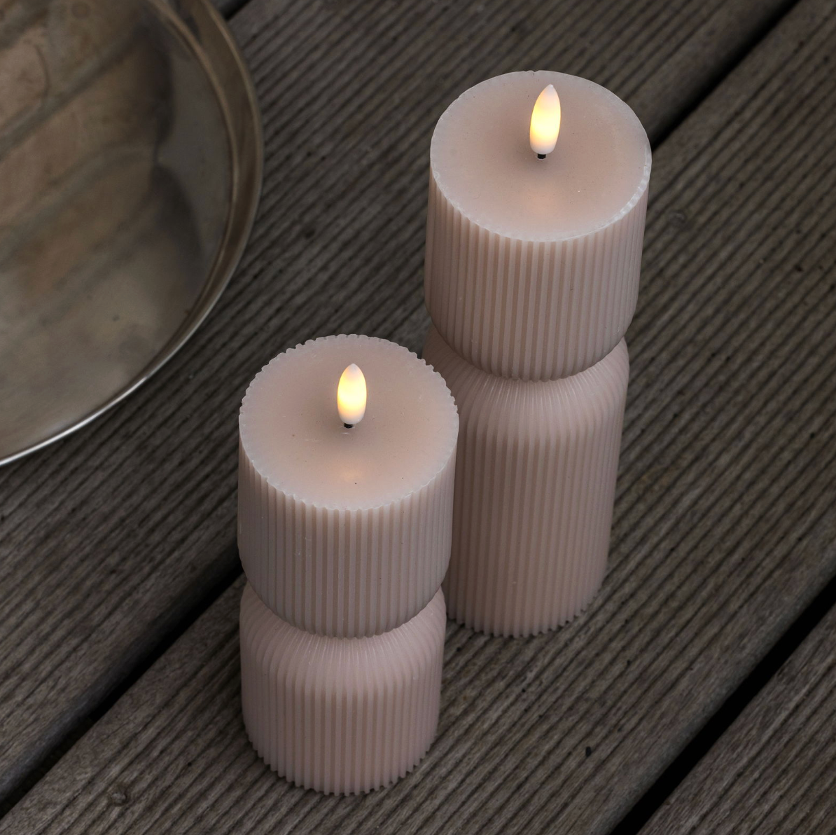 Bougies LED à réchaud / Rainures – 2 pcs