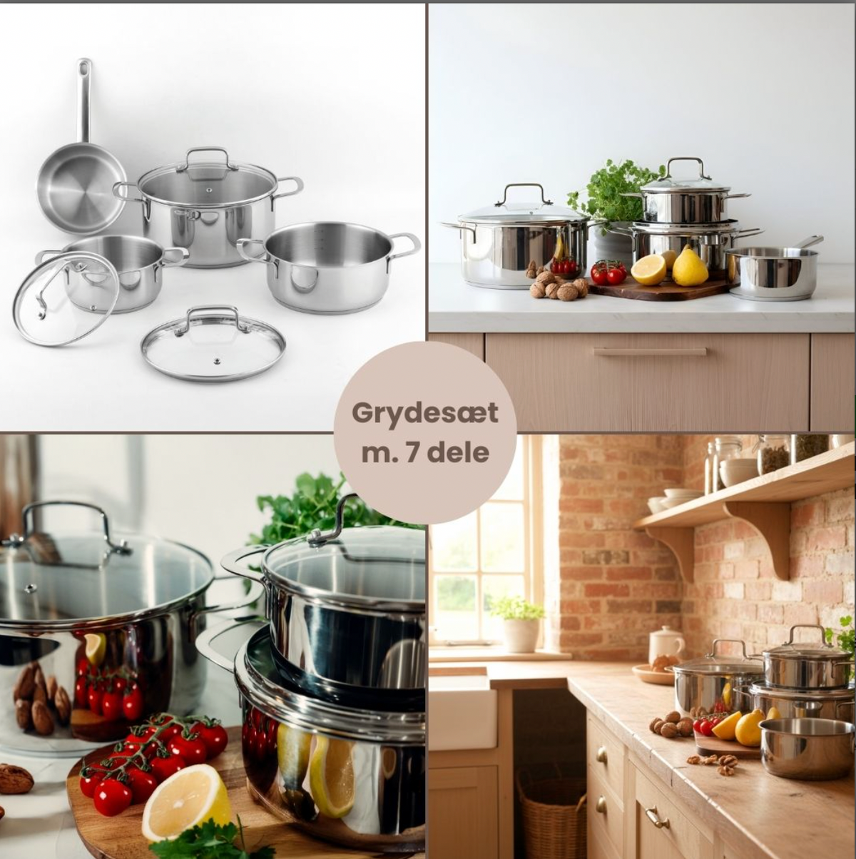 Ensemble de casseroles en acier inoxydable 7 pièces