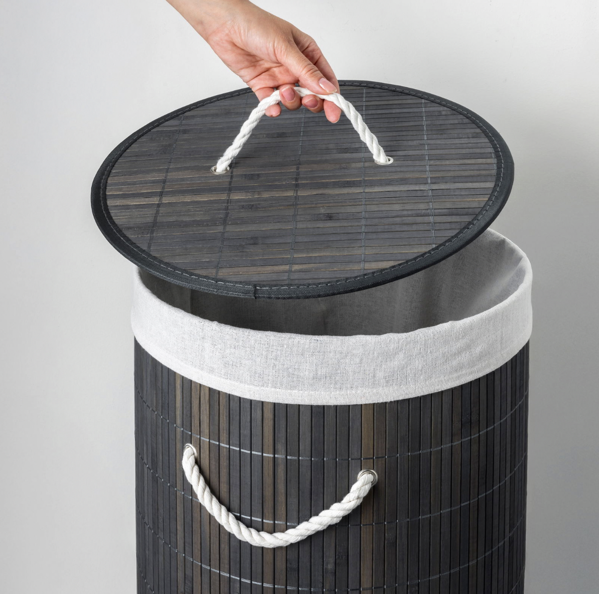 Panier à linge en bambou - Gris
