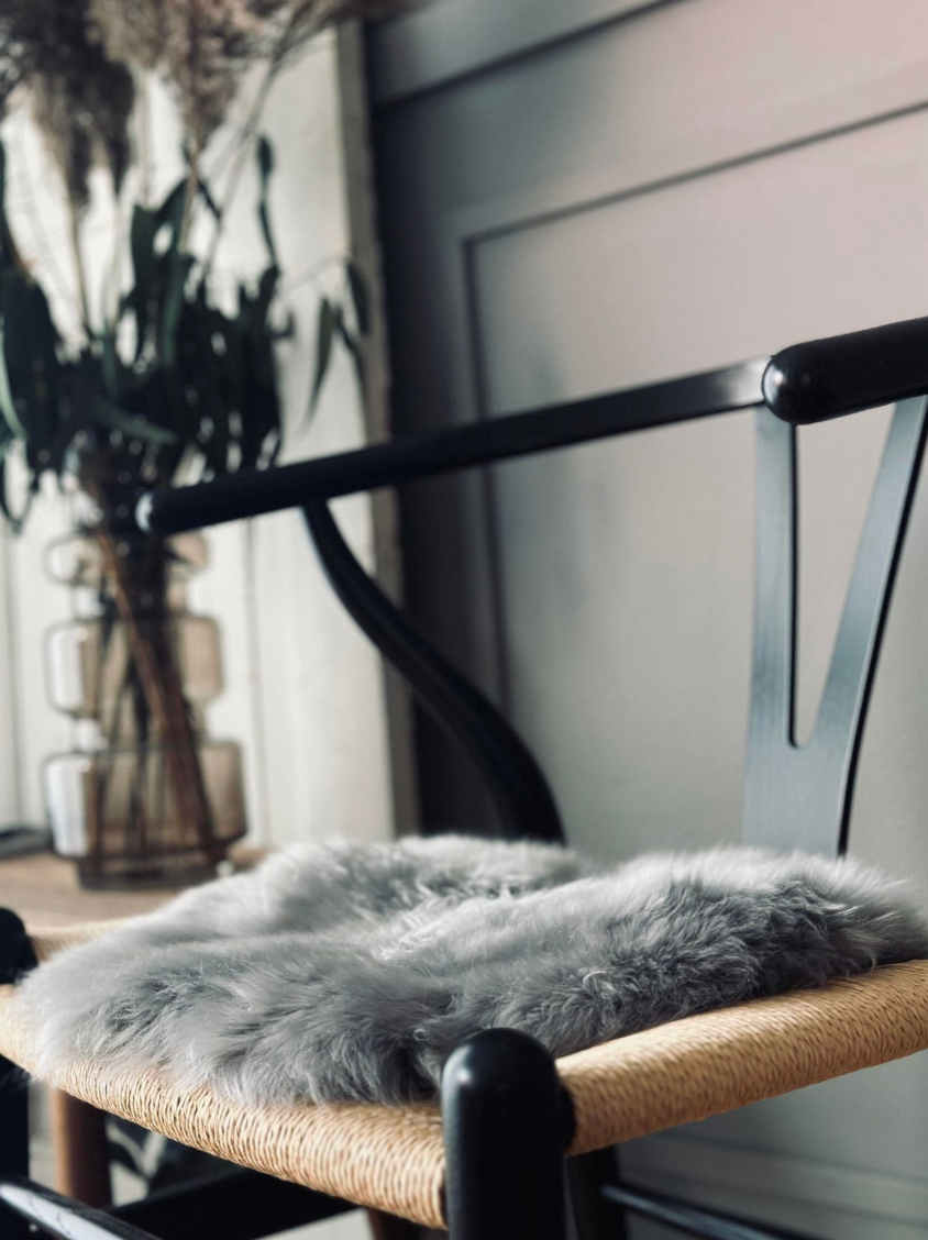 Coussin d’assise Ø 34 cm - Peau de mouton grise