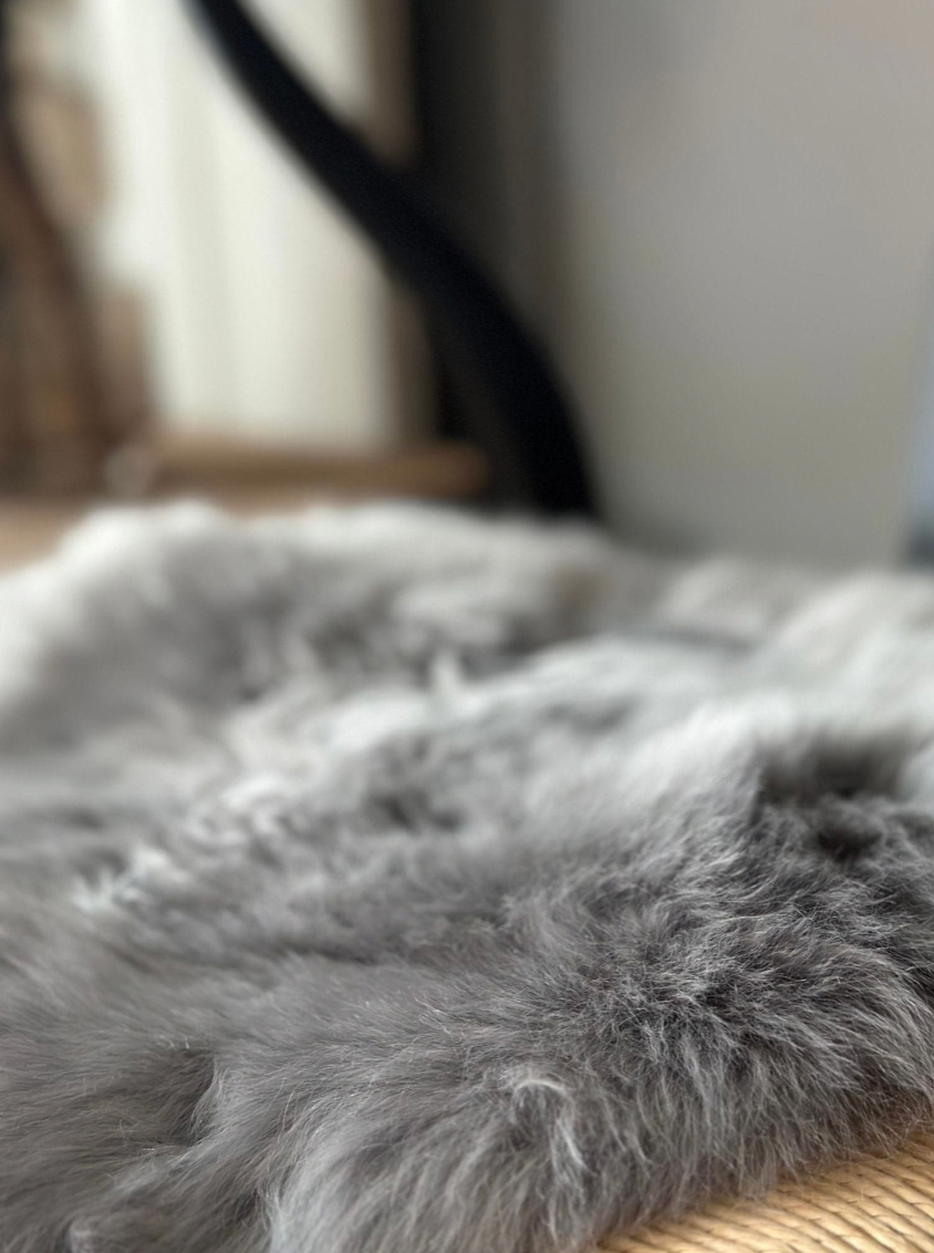 Coussin d’assise Ø 34 cm - Peau de mouton grise