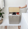 Panier à linge en bambou gris à 3 compartiments