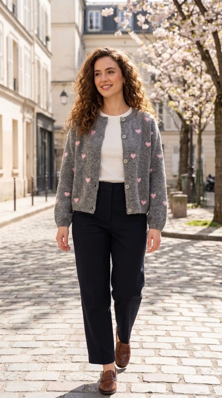 Cardigan Alpaga - Cœurs
