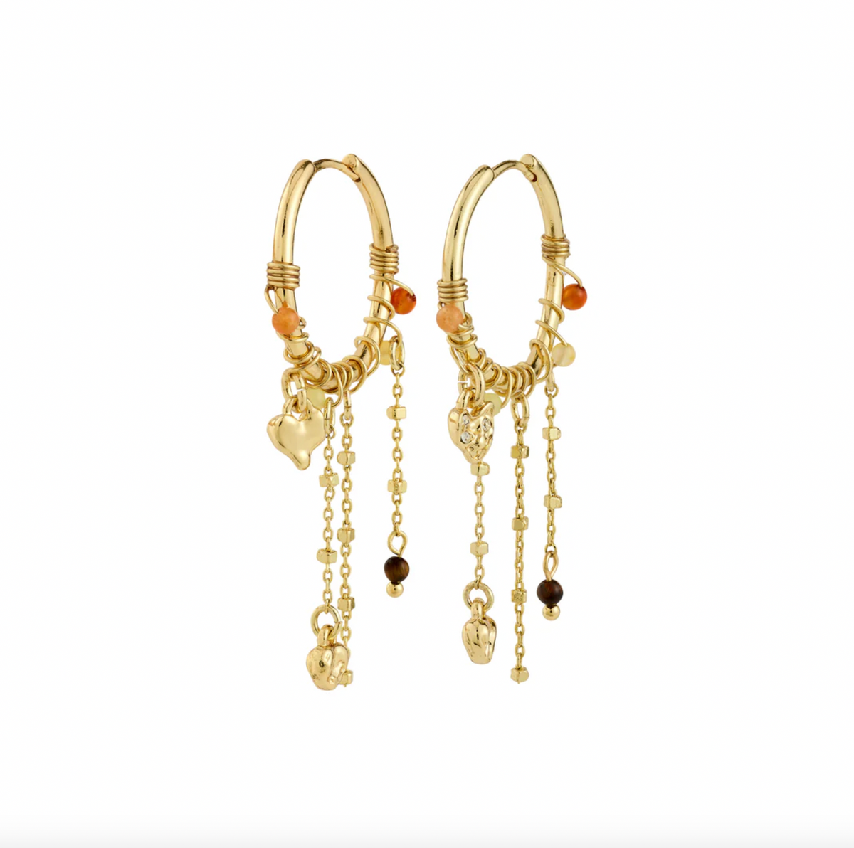Boucles d’oreilles créoles avec chaînes et charms