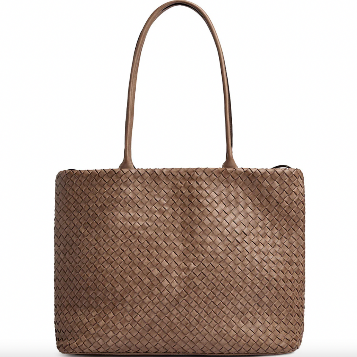 Cabas en cuir tressé - Dark taupe
