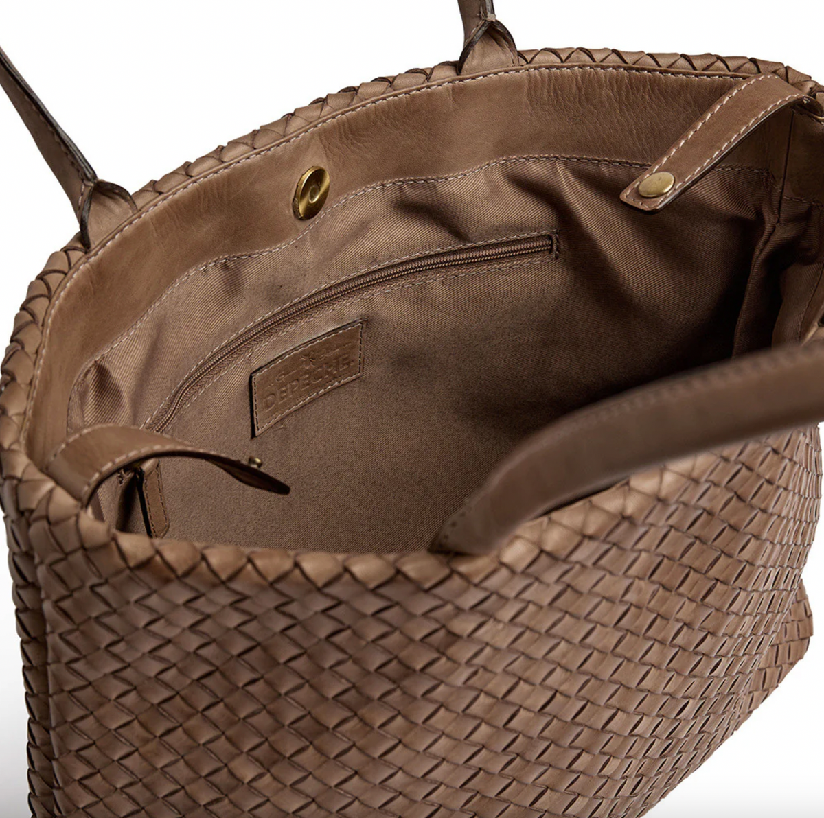 Cabas en cuir tressé - Dark taupe