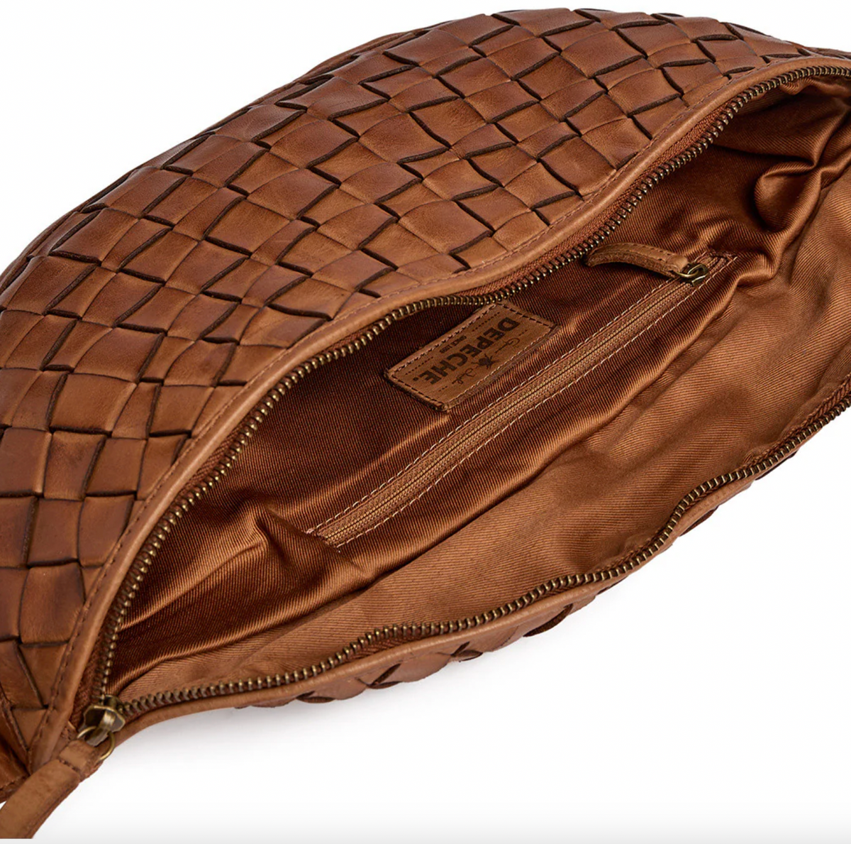 Bumbag Warsaw en cuir tressé à la main - Cognac vintage