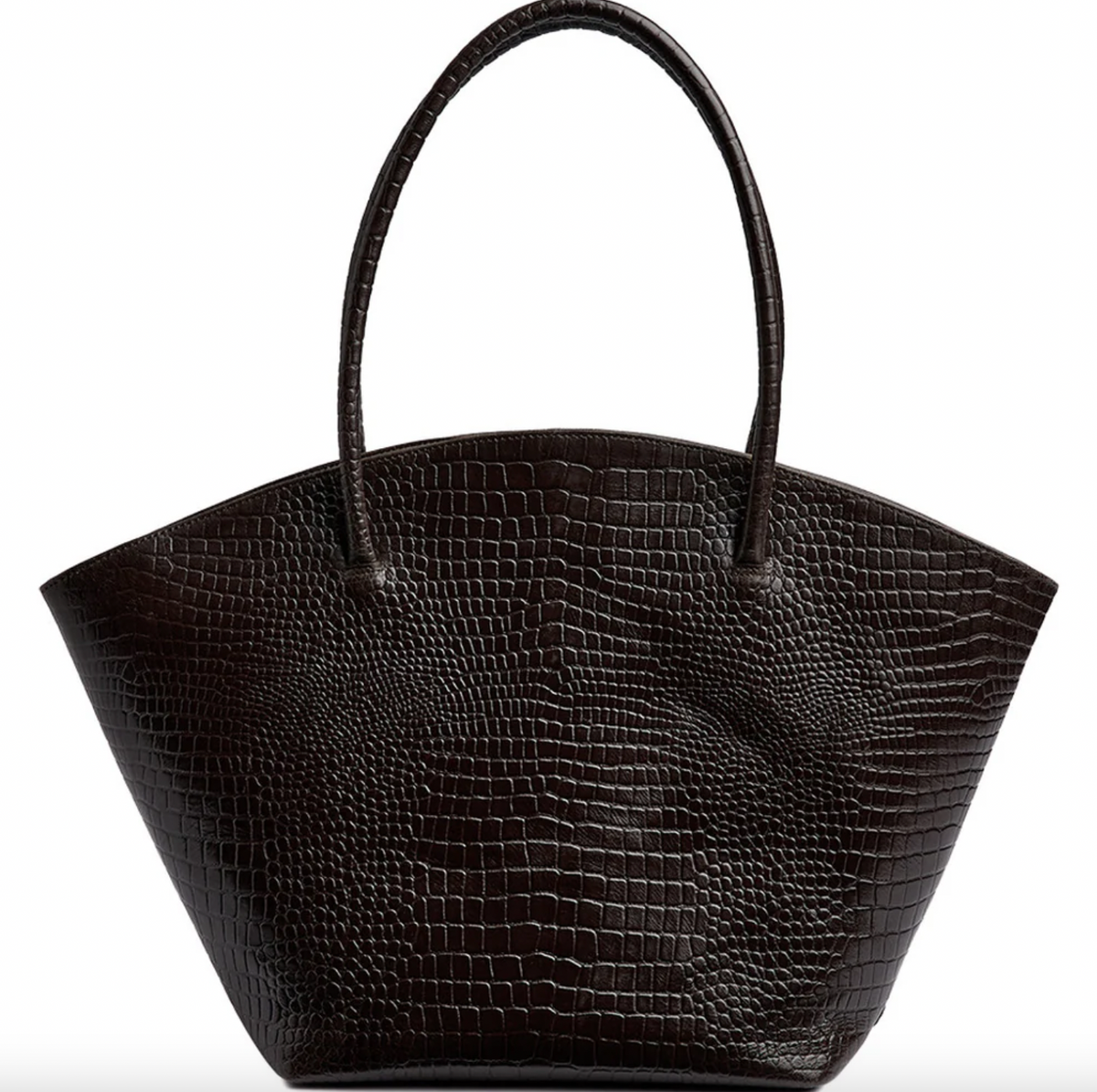 Shopper croco en cuir - Brown
