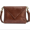 Pochette croco en cuir - Cognac