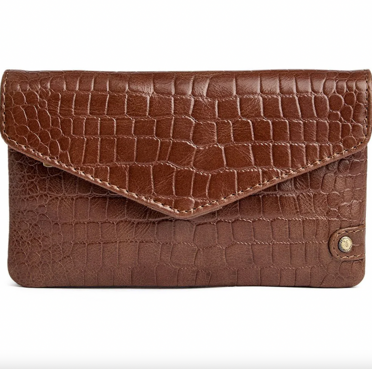 Portefeuille croco en cuir - Cognac