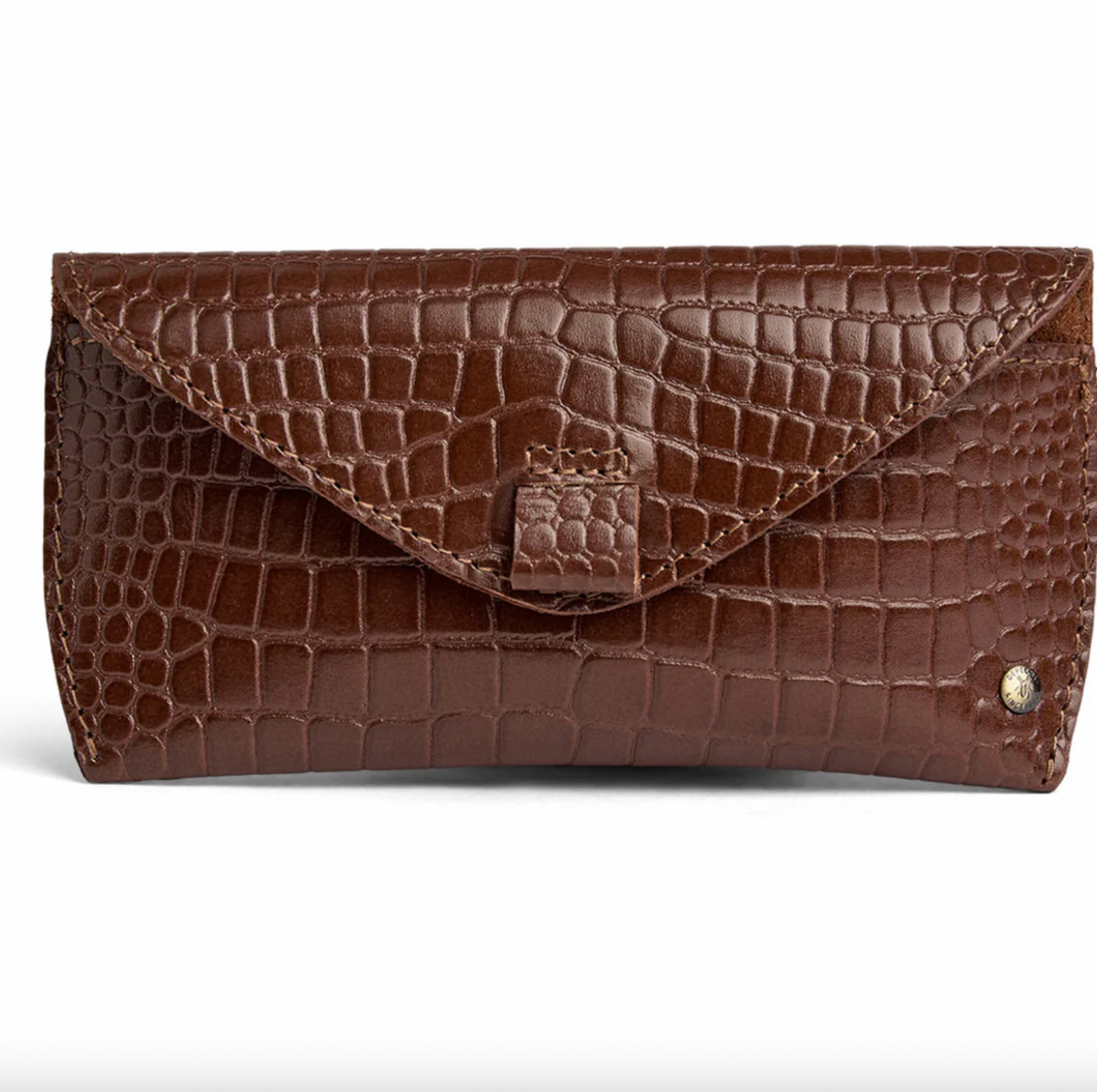 Pochette à lunettes de soleil en cuir croco