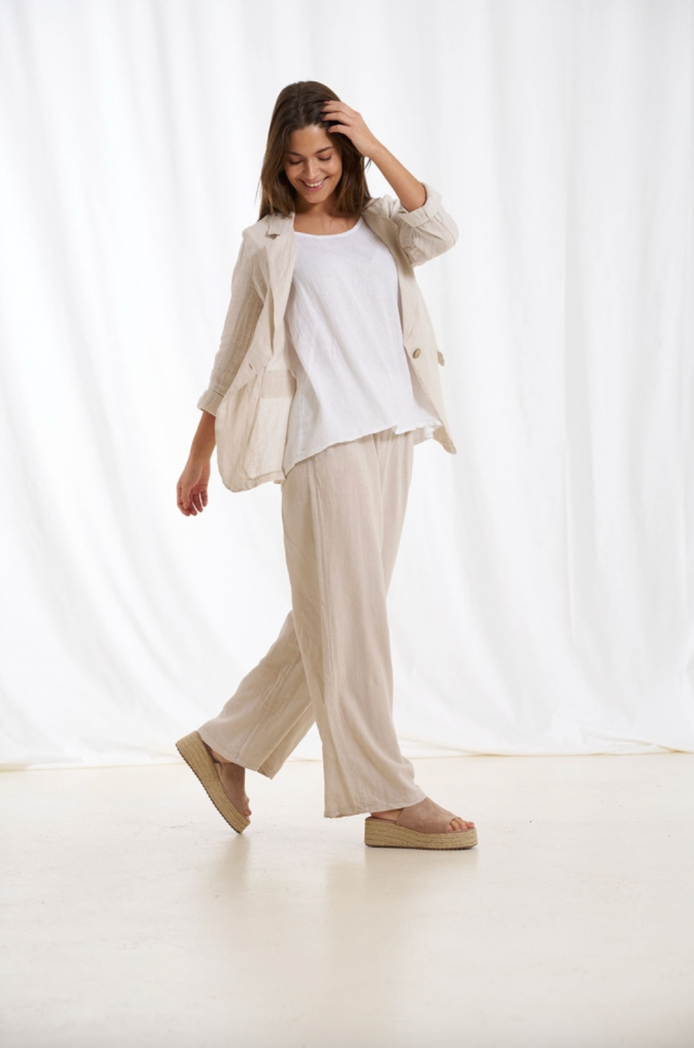 Pantalon mélange de lin – Sabbia