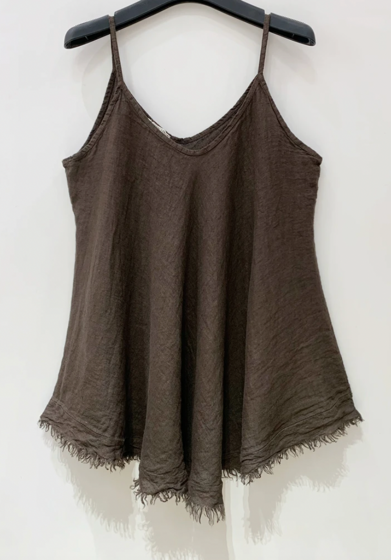 Top NAOMI marron - 100% lin