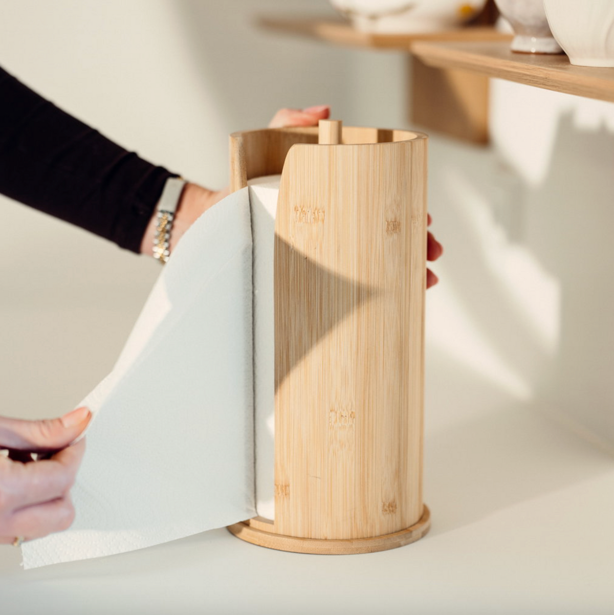 Porte-rouleau essuie-tout en bambou