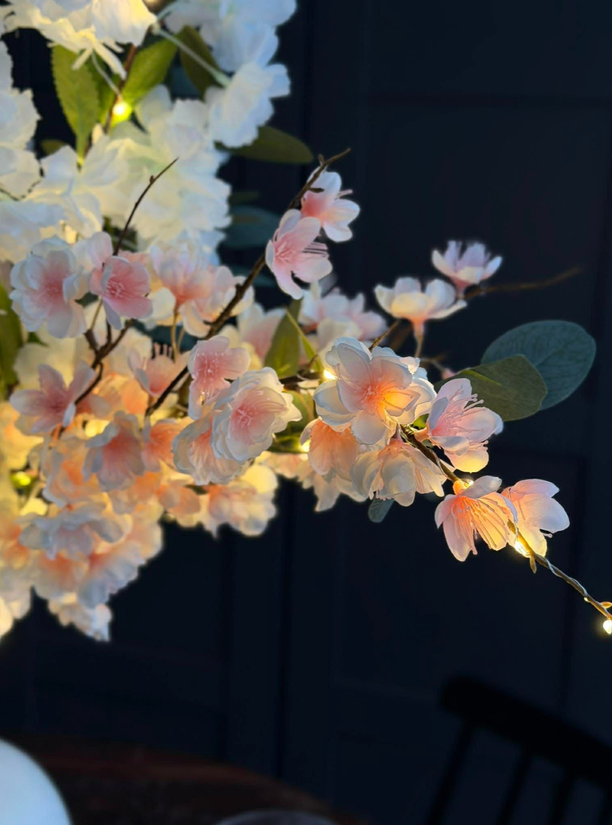 Branche de cerisier lumineuse - Rose / blanc