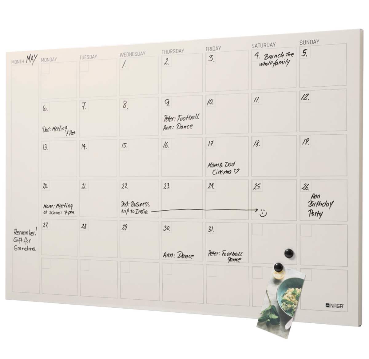 Tableau magnétique beige - Planificateur mensuel