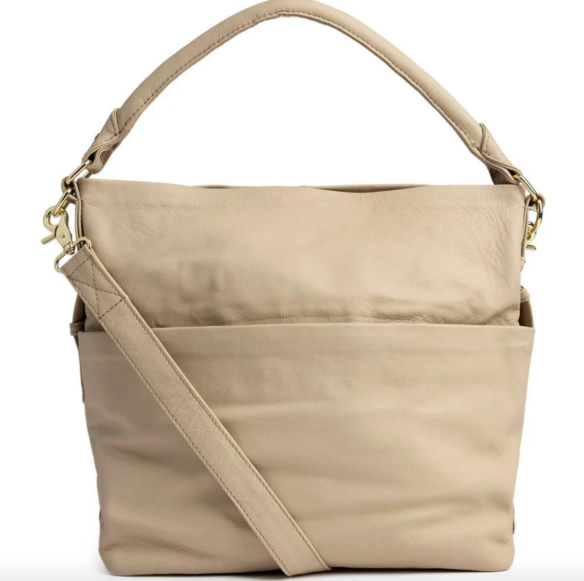 Sac à bandoulière spacieux en cuir de belle qualité - Sable