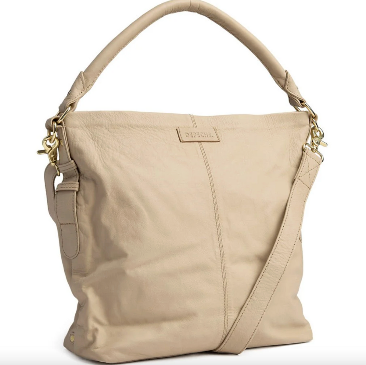 Sac à bandoulière spacieux en cuir de belle qualité - Sable