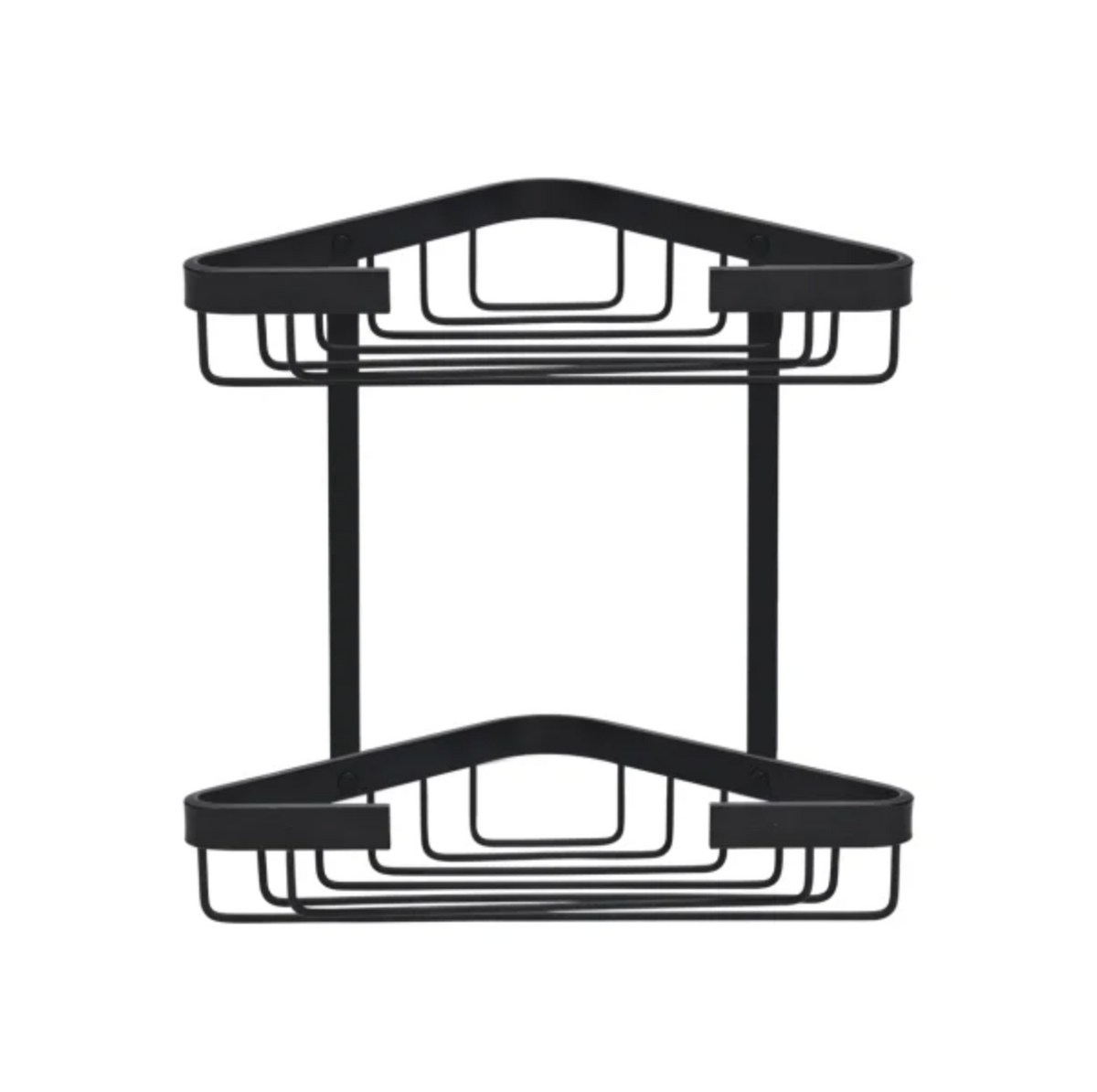 Étagère d'angle double pour salle de bain - Aluminium noir