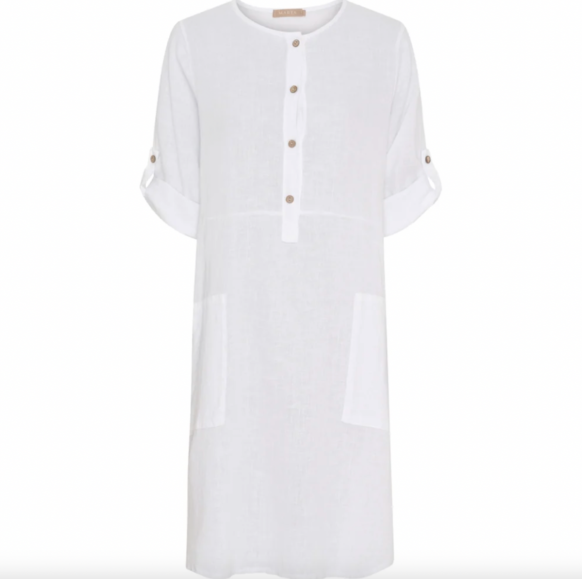 Robe en mélange de lin  – White