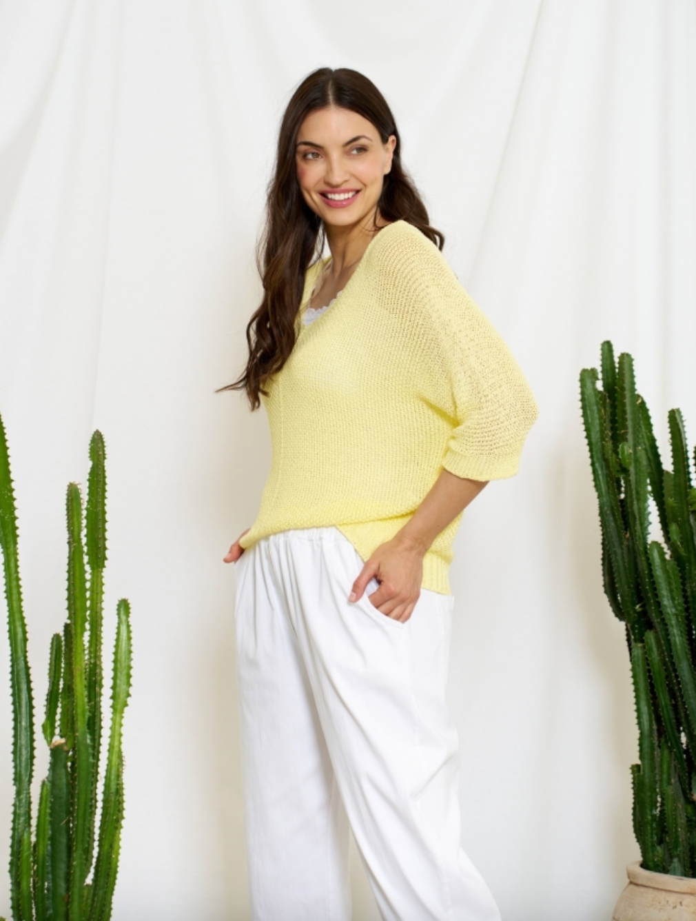 Pull en maille Minna jaune clair