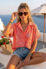 Blouse bandana en gaze de coton - Corail