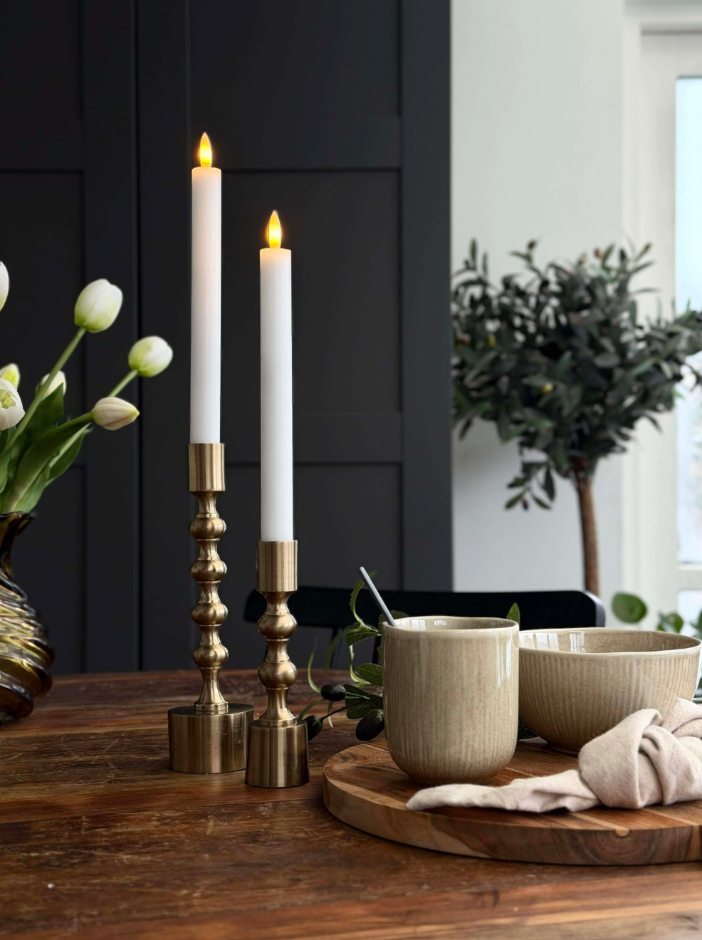 Bougies chandelle LED 22,50 cm - Blanc