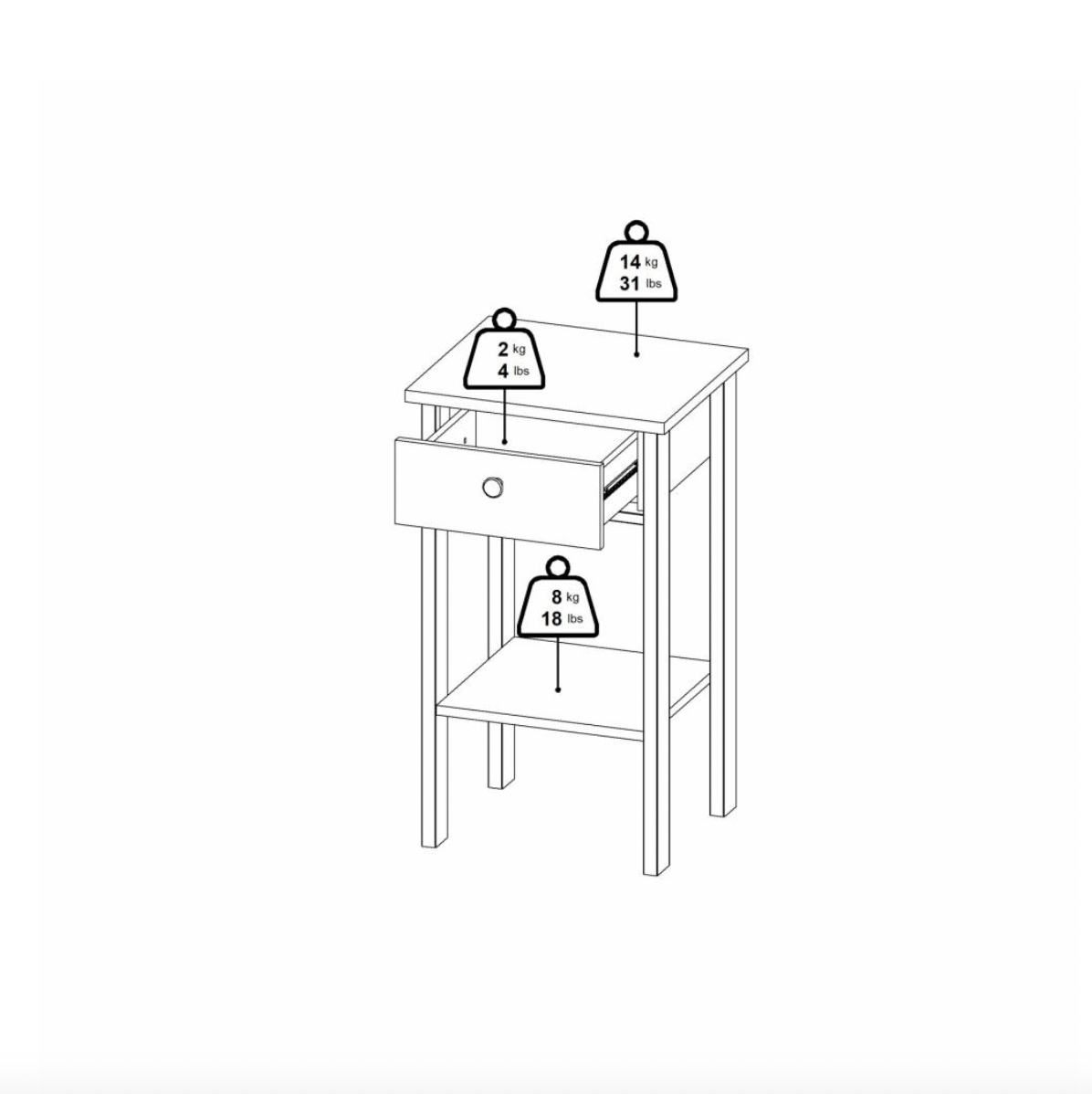 Table avec tiroir et étagère - Cashmere