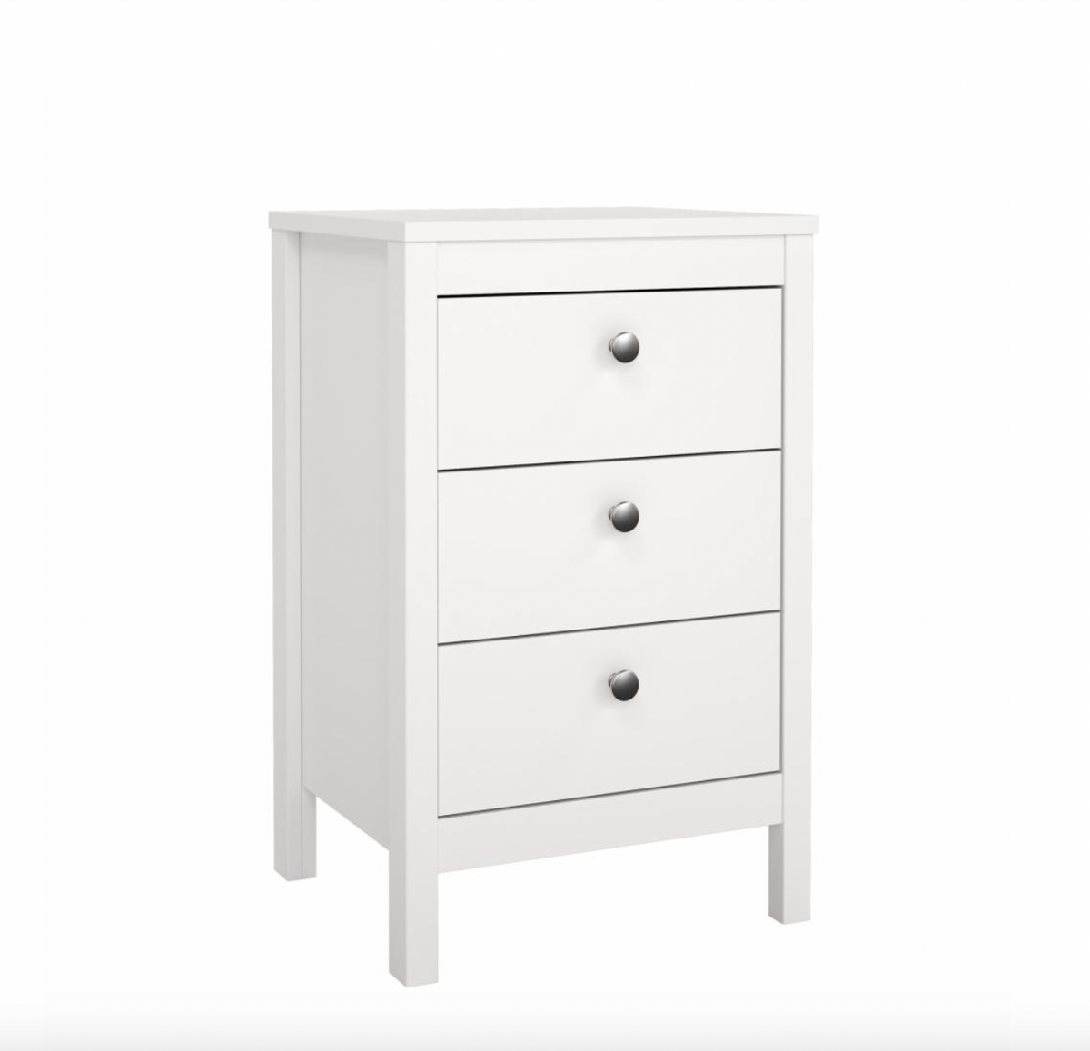 Table de chevet Madrid avec 3 tiroirs - White
