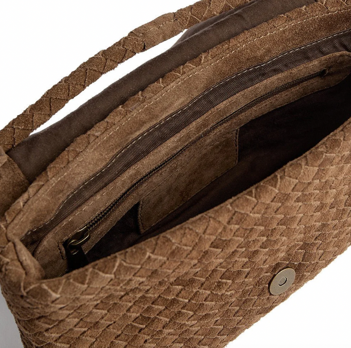 Sac crossover en daim tressé à la main / - Mud