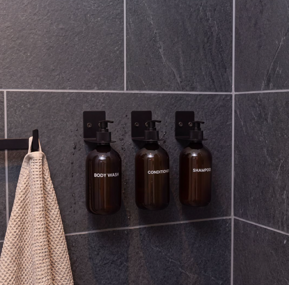 Ensemble de distributeurs de savon - 3 flacons avec support