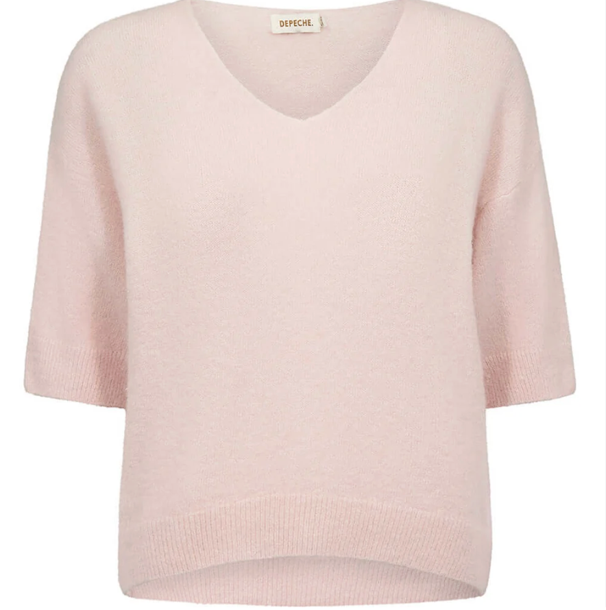 Pull en maille Alpaca à col en V Rose - Depeche