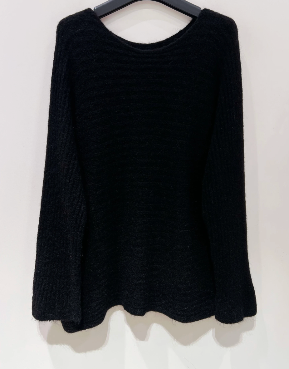 Pull oversize - Mélange noir laine / mohair